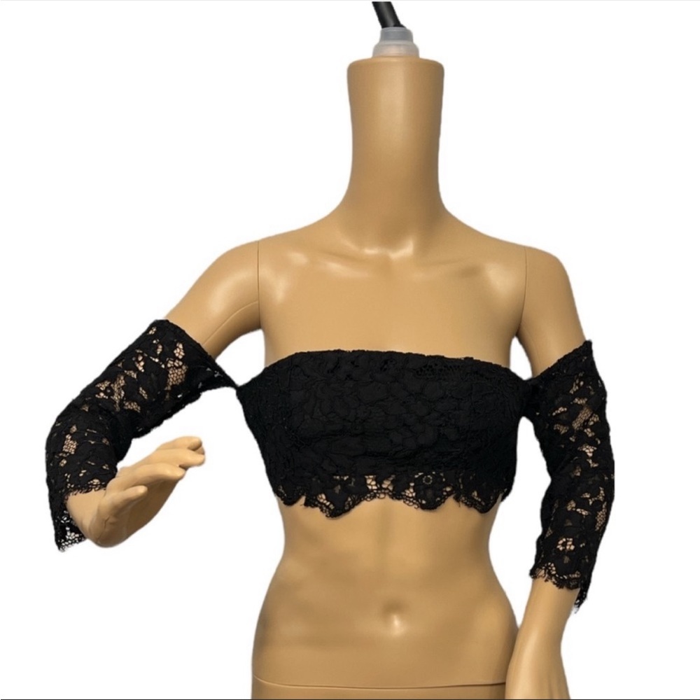 Majorelle Black Lace Crop Top XS